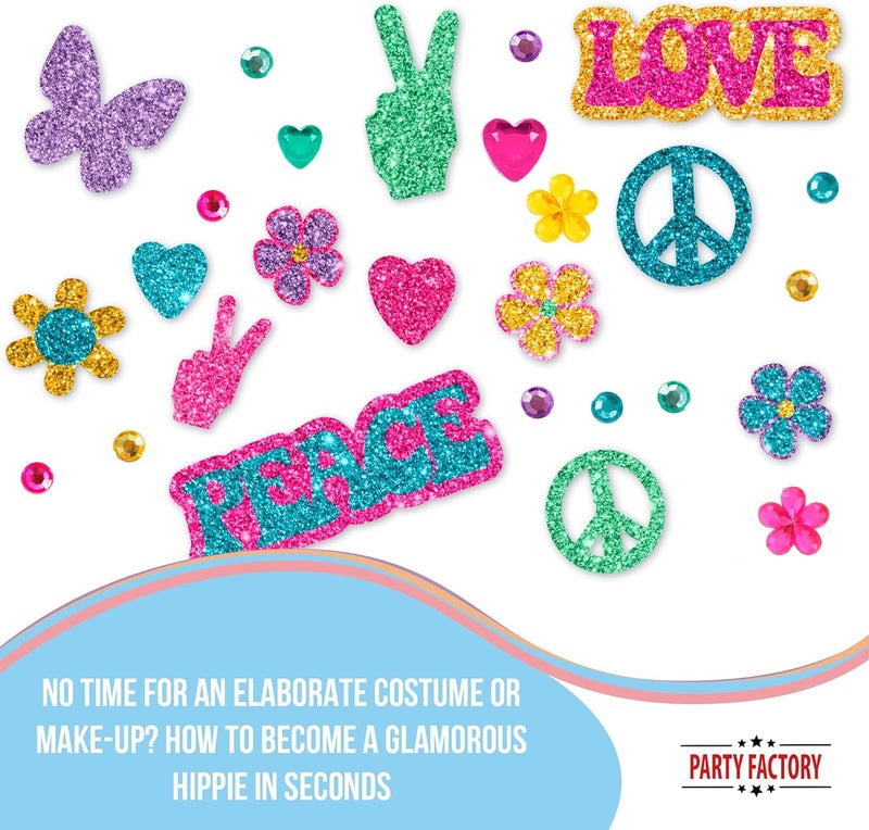 Party Factory Authorized haulage delivery Flower Power Face Tattoo, Temporary Glitter Face Tattoo for Theme Party, Halloween & Carnival, Children and Adults Market popular practical build - Image 3