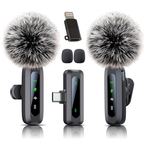 Uewpv Wireless Mini Microphone for iPhone 15/16/17, iPad, Android, Wireless Lavalier Microphone with Noise Reduction, Portable USB C Lapel Mic for Video Recording, Vlog, Tiktok, YouTube - Image 1