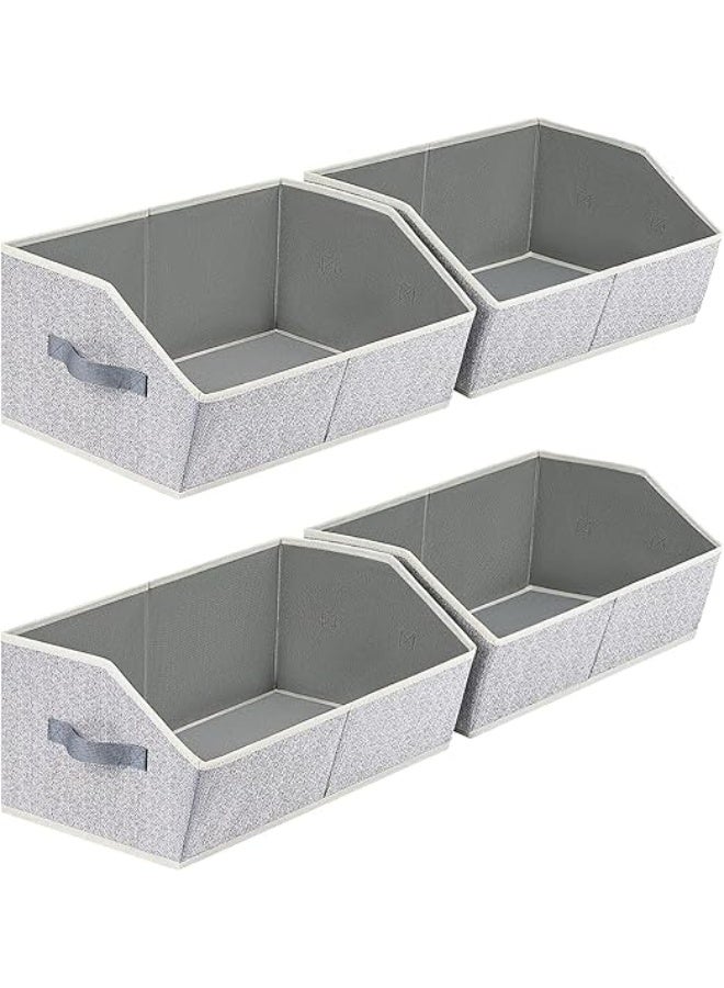 DUNISO 4 Pcs Trapezoid Clothes Storage Bins，Storage Baskets for Closet with Handles，Foldable Fabric Closet Organizers，for Clothing, Toys, Jeans, Book - Image 1