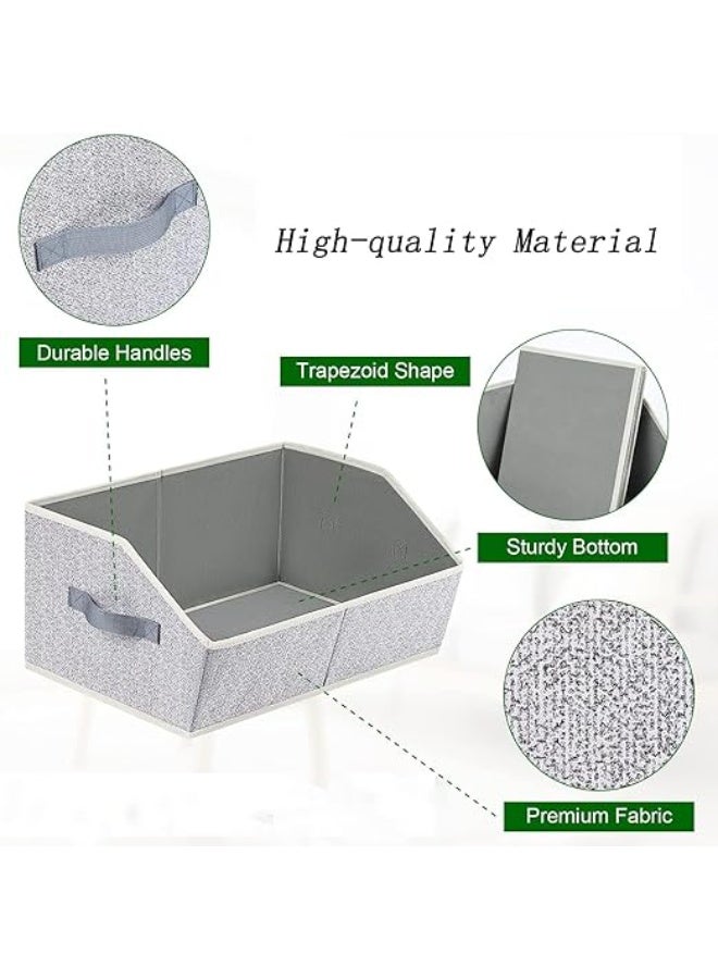 DUNISO 4 Pcs Trapezoid Clothes Storage Bins，Storage Baskets for Closet with Handles，Foldable Fabric Closet Organizers，for Clothing, Toys, Jeans, Book - Image 3