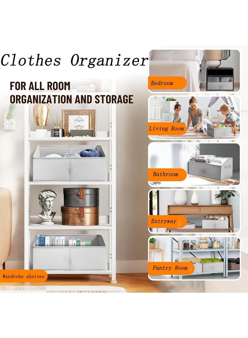 DUNISO 4 Pcs Trapezoid Clothes Storage Bins，Storage Baskets for Closet with Handles，Foldable Fabric Closet Organizers，for Clothing, Toys, Jeans, Book - Image 5