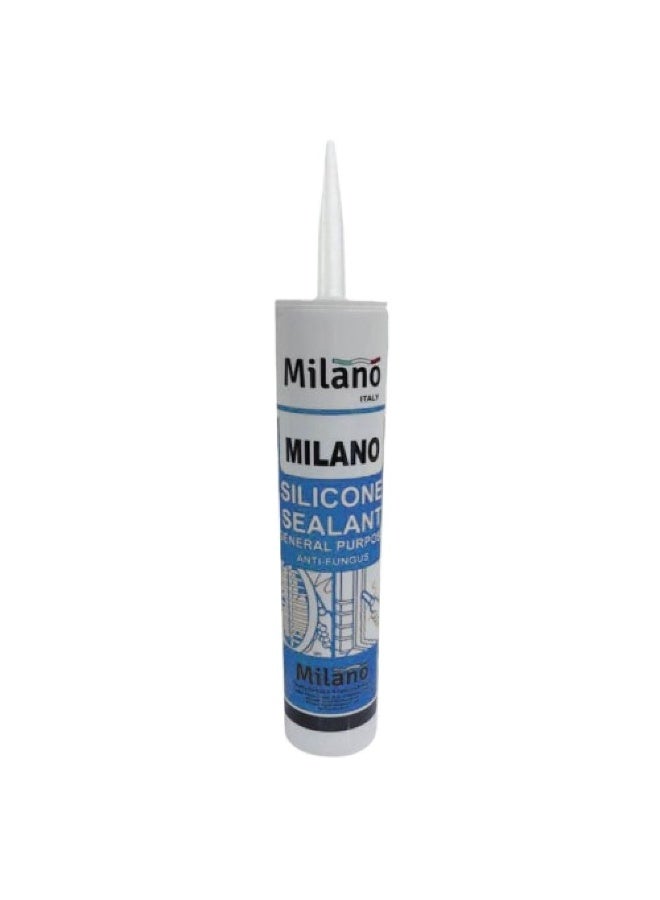 milano سيليكون ميلانو متعدد الأغراض - سيليكون عالي الجودة، مقاوم للماء، مرن للاستخدام المنزلي، البناء، السباكة، ختم النوافذ والأبواب، أبيض متين وطويل الأمد - Image 1