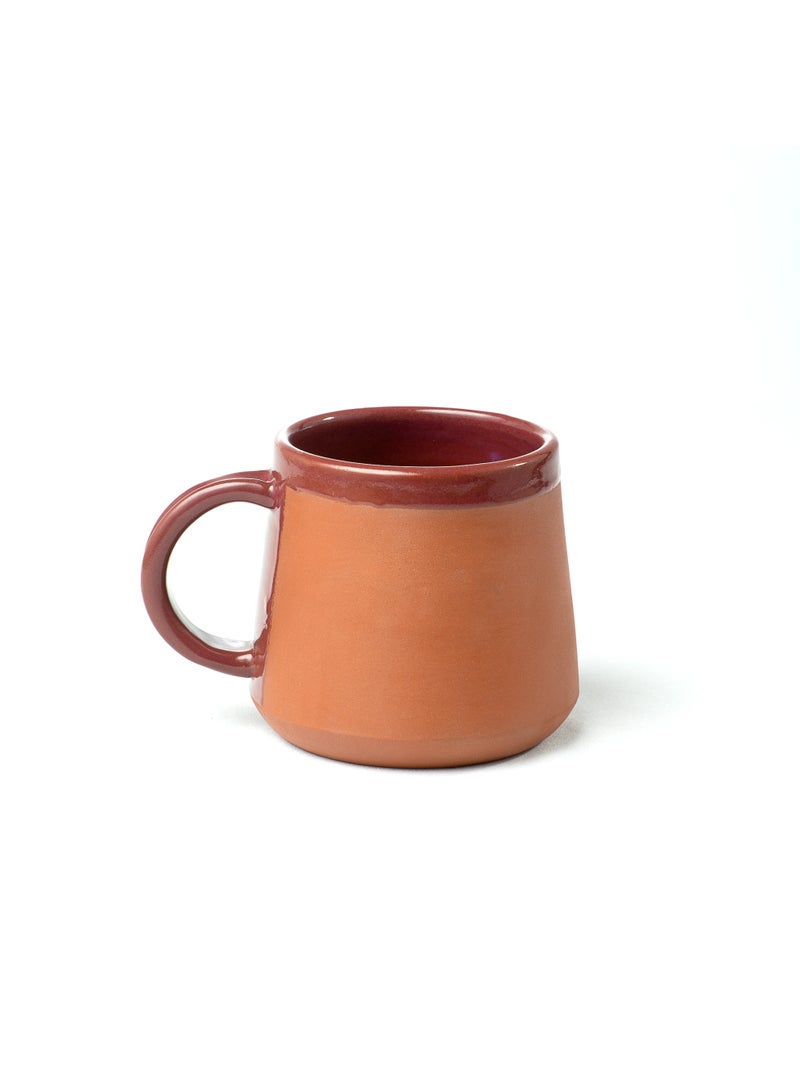 ارك كوب من التيراكوتا مصنوع يدويًا من ARK Naturals | مبطّن بطبقة طلاء عنّابي مزجّج | كوب قهوة وشاي ثنائي اللون - Image 2