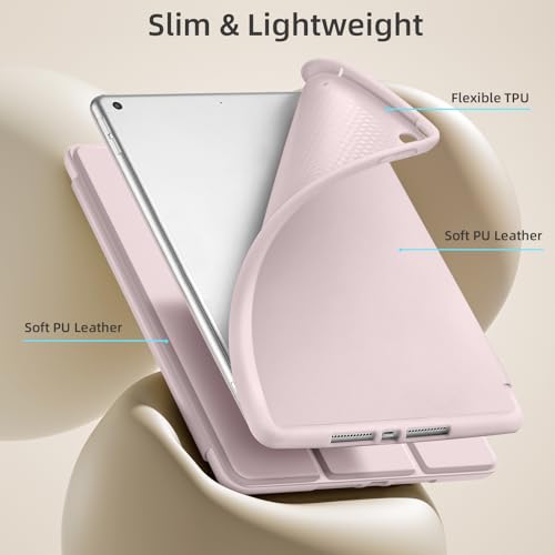 Akkerds Case Compatible with iPad 10.2 Inch 2021/2020/2019, for iPad 9th/8th/7th Generation with Pencil Holder, Protective Cover with Soft TPU Back, Auto Sleep/Wake, Pink - Image 5
