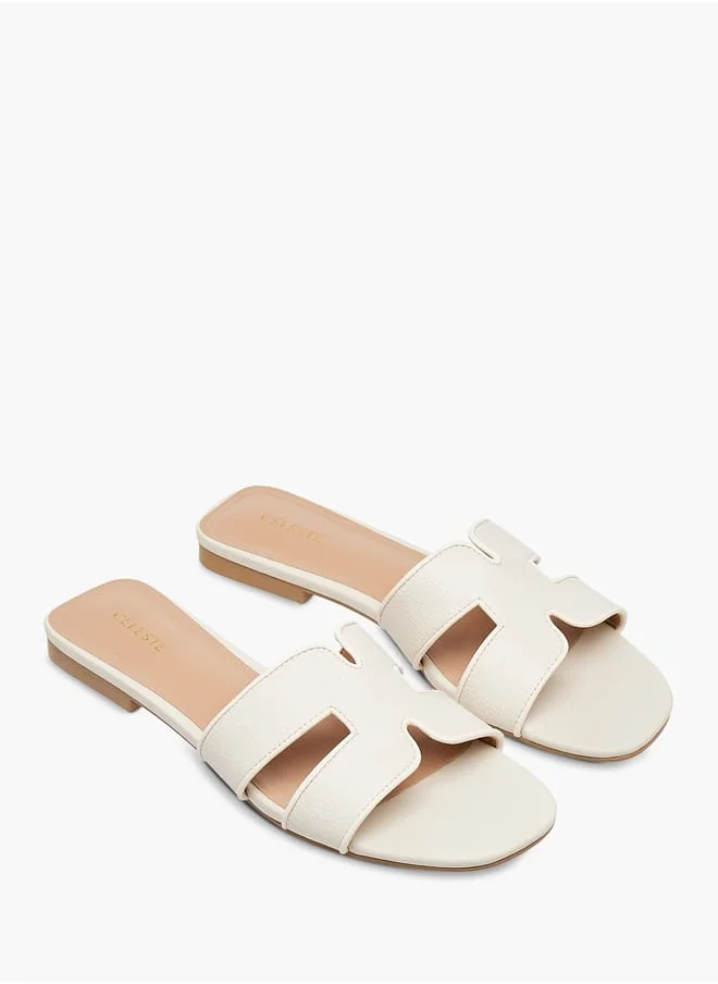 Celeste Womens Textured Slide Sandals With Slip-On Closure