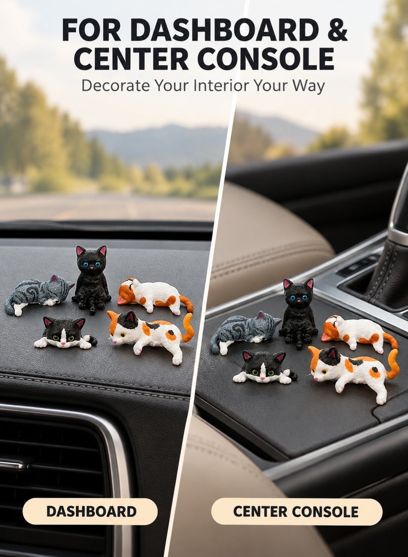 Uliova 5 Pcs Cat Car Ornaments Set, Cute Car Interior Decorations for Dashboard and Center Console, Creative Decorative Accessories for Car Interior - Image 4
