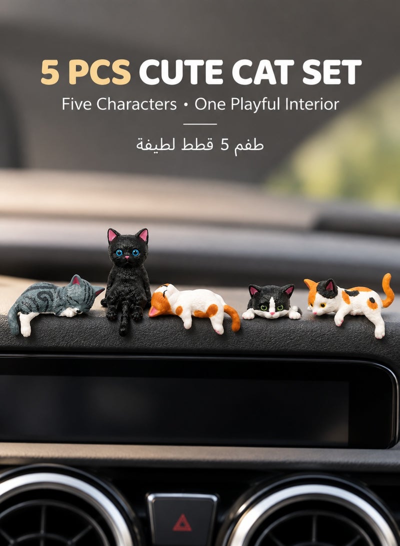 Uliova 5 Pcs Cat Car Ornaments Set, Cute Car Interior Decorations for Dashboard and Center Console, Creative Decorative Accessories for Car Interior - Image 2