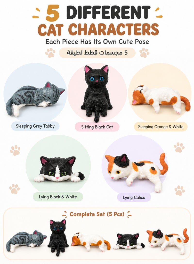 Uliova 5 Pcs Cat Car Ornaments Set, Cute Car Interior Decorations for Dashboard and Center Console, Creative Decorative Accessories for Car Interior - Image 5
