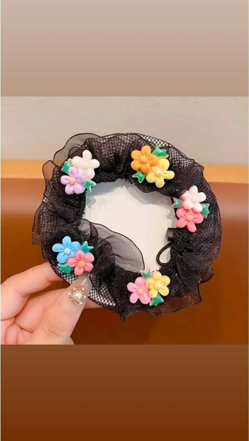 Efna Store Flower Trendy Net Children's Hairpin, Ballerina Bun Making Hairpin