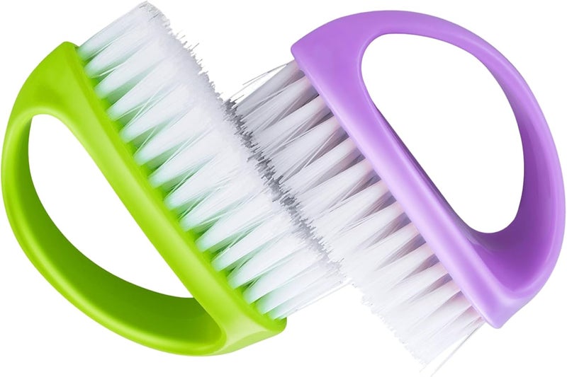 2 Pcs Nail Brushes for Cleaning Nails Stiff Bristle Nail Brush Nail Brushes for Cleaning Nails Fingernail Deep Clean Nail Scrubber for Mechanics Gardeners Hand Under Nails ToesPurple Green