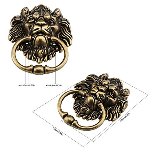 Create idea 15.8cm Lion Head Knocker with Screws Decorative Alloy Knocker Polished Bronze Classic Antique Design for Front Doors Main Porches Accessories - Image 3
