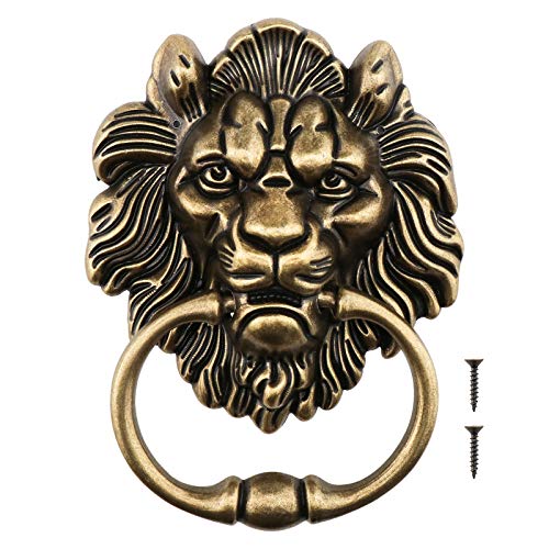 Create idea 15.8cm Lion Head Knocker with Screws Decorative Alloy Knocker Polished Bronze Classic Antique Design for Front Doors Main Porches Accessories - Image 1