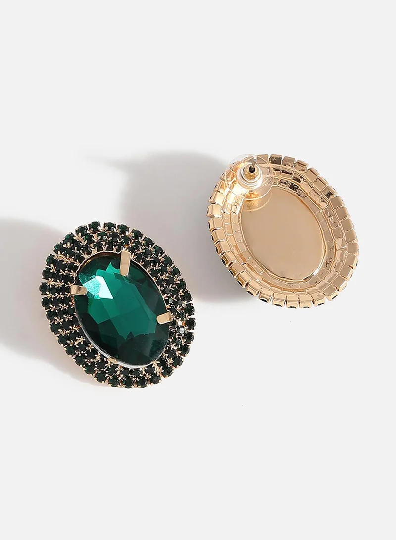 SOHI Stone Oval Artificial Stud Earring Jewellery