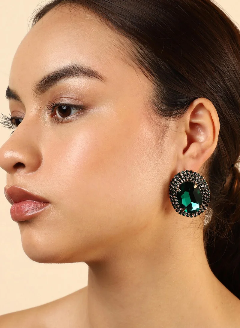 SOHI Stone Oval Artificial Stud Earring Jewellery