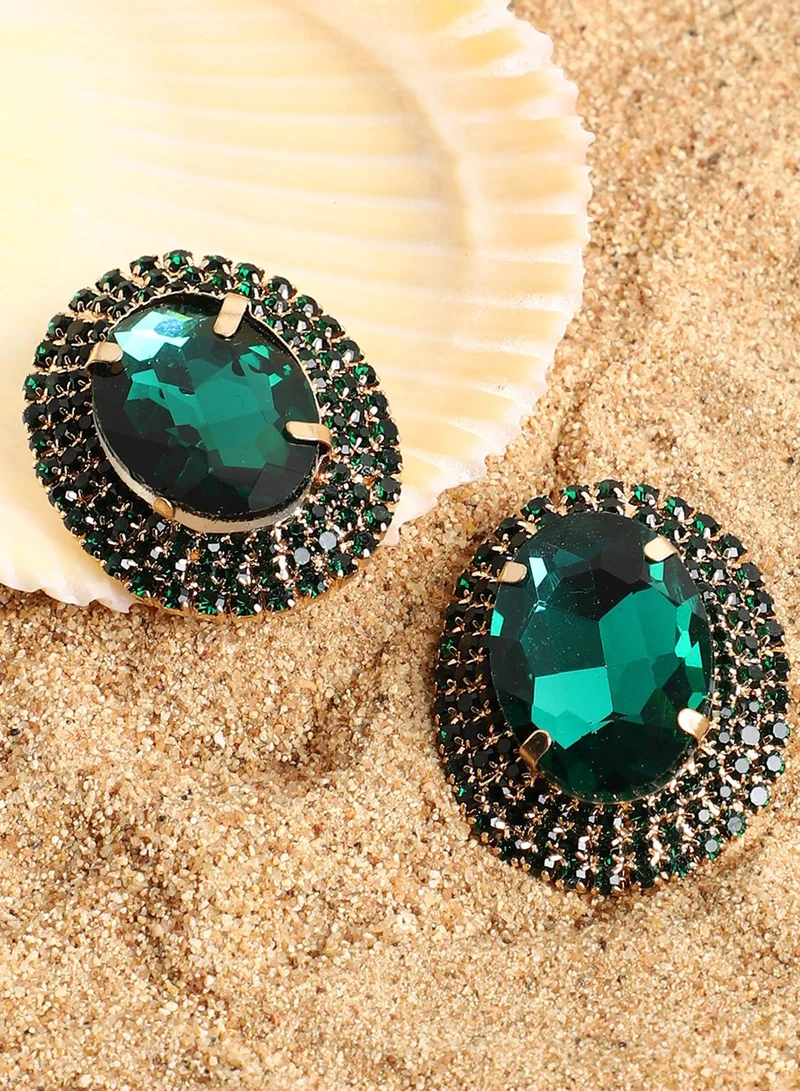 SOHI Stone Oval Artificial Stud Earring Jewellery