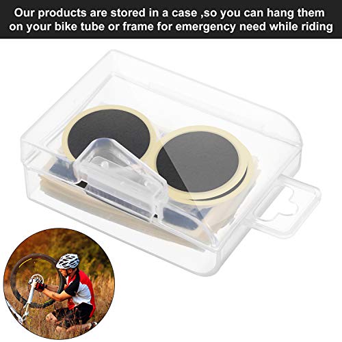 Mudder 28 Pieces Pre-glued Patch Puncture Repair Kit Bike Tire Repair Kit, Bicycle Tube Puncture Rubber Glueless Patches with Metal Rasp and Portable Case for Bike Inner Tube(Black) - Image 3