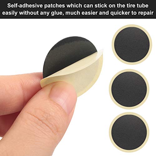 Mudder 28 Pieces Pre-glued Patch Puncture Repair Kit Bike Tire Repair Kit, Bicycle Tube Puncture Rubber Glueless Patches with Metal Rasp and Portable Case for Bike Inner Tube(Black) - Image 5