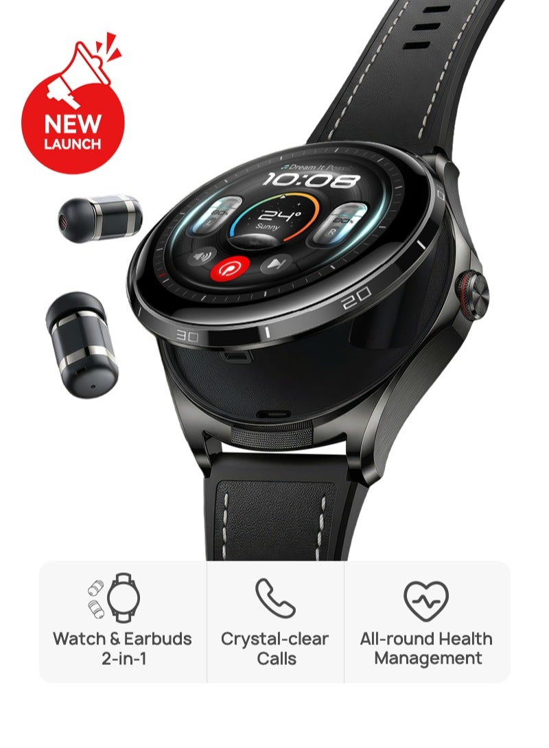 HUAWEI WATCH Buds 2 Smartwatch, and Earbuds 2-in-1, Health Insight, HRV, Sleep Tracking, Titanium, 3000 nits, Clear Calls, 3-day battery, Android-iOS, black - Image 1