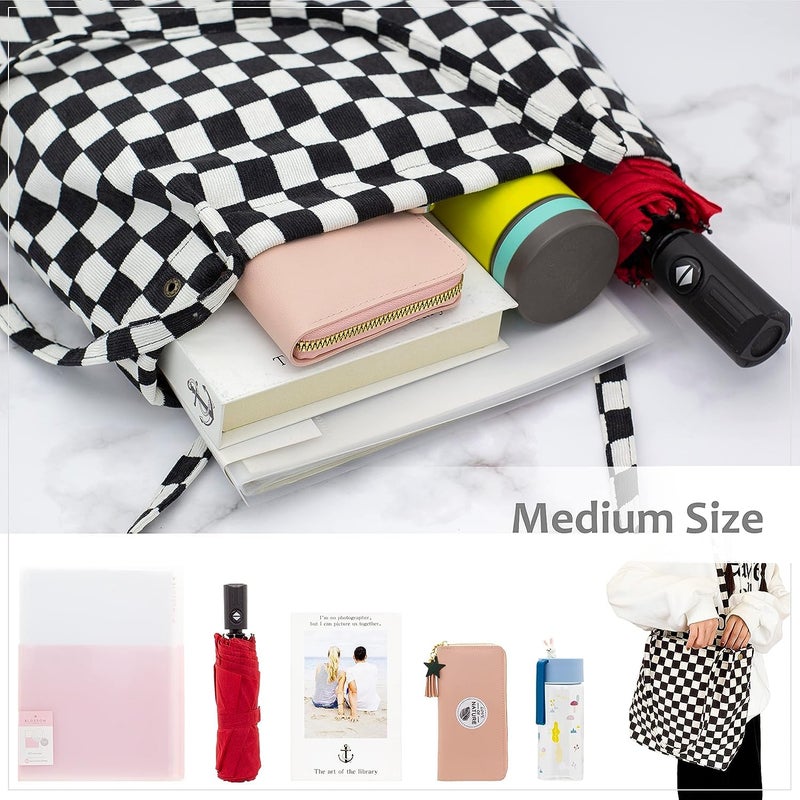Kawn ® Women Corduroy Tote Bag Canvas Shoulder Purse Reusable Shopping Bag Grocery Bag Large Capacity Washable Handbag Girls Shoulder Bag with Inner Pocket For Daily Use Work Travel - Image 3