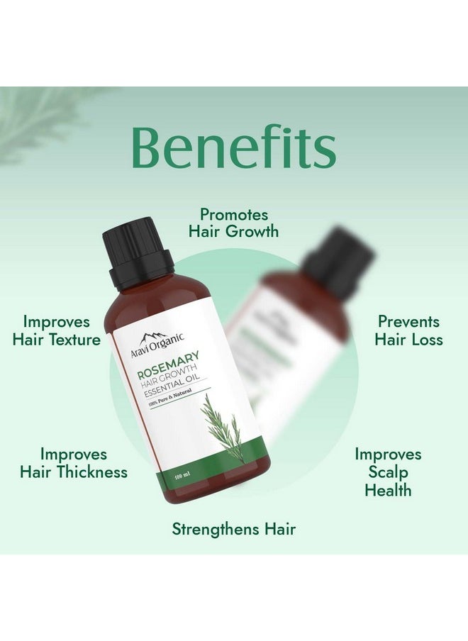 Aravi Organic Rosemary Essential Oil For Hair Growth,Quick Hair Growth Rosemary Oil For Women And Men - 100% Pure Rosemary Leaves Oil - 100 Ml  - Image 2