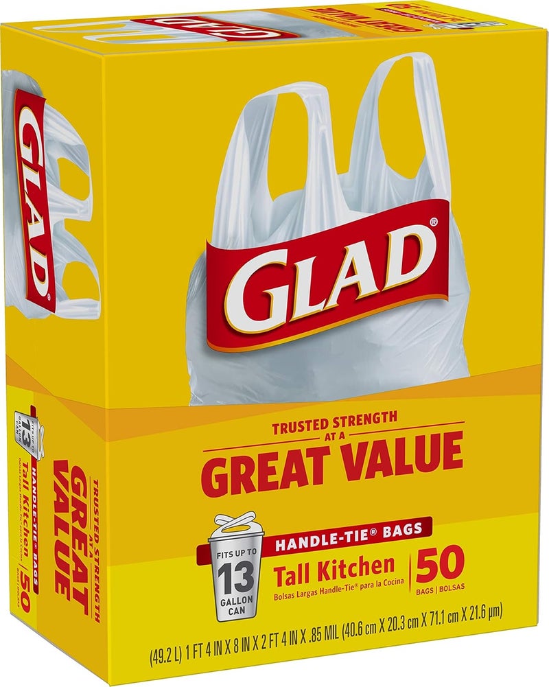 Glad Tall Kitchen Handle-Tie Trash Bags - 13 Gallon White - 50 Count - Image 4