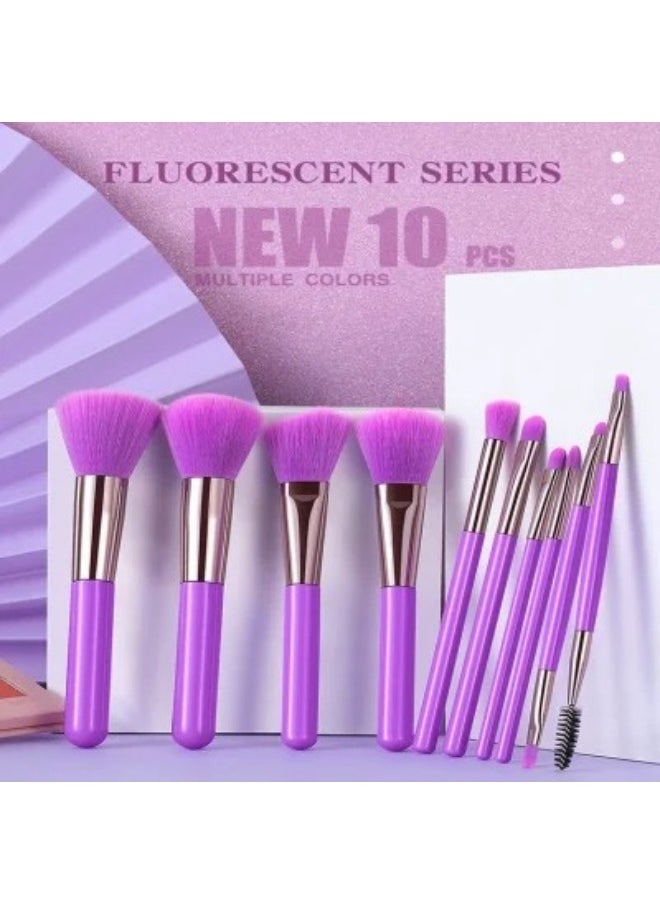 KIKI Set of 10 Makeup Brushes-Purple  - Image 3