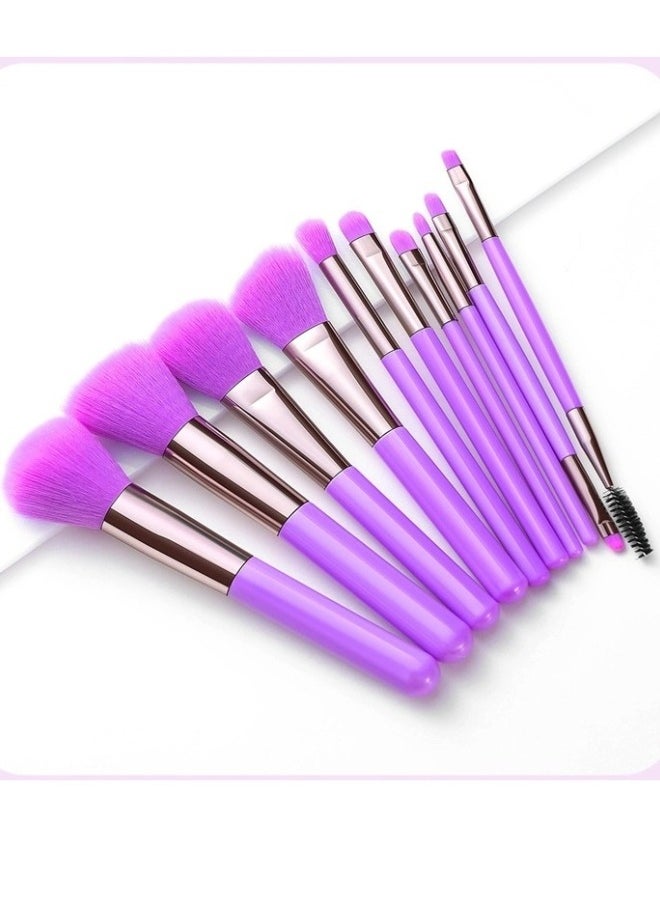 KIKI Set of 10 Makeup Brushes-Purple  - Image 2