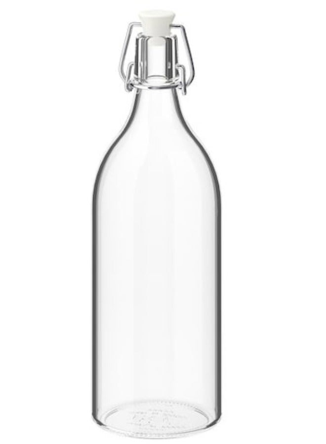 Bottle with stopper, clear glass, 1L  - Image 2