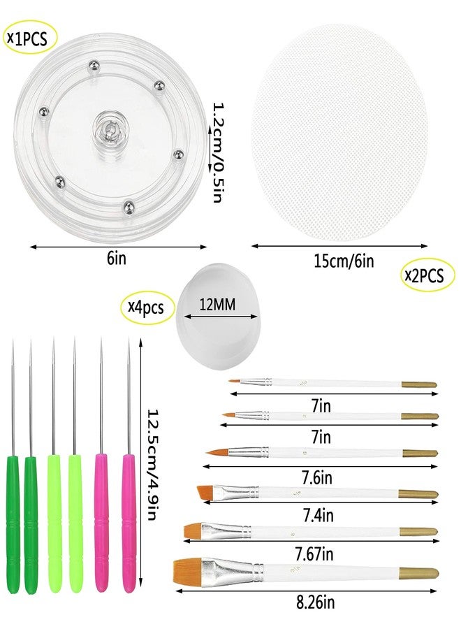 TOSPARTY Cookie Decorating Kit Supplies Including 1 Acrylic Turntable 6 Scribe Needle 2 Silicone Mesh Mats 6 Cookie Decoration Brushes 4 Rubber Feet Bumpers - Image 2