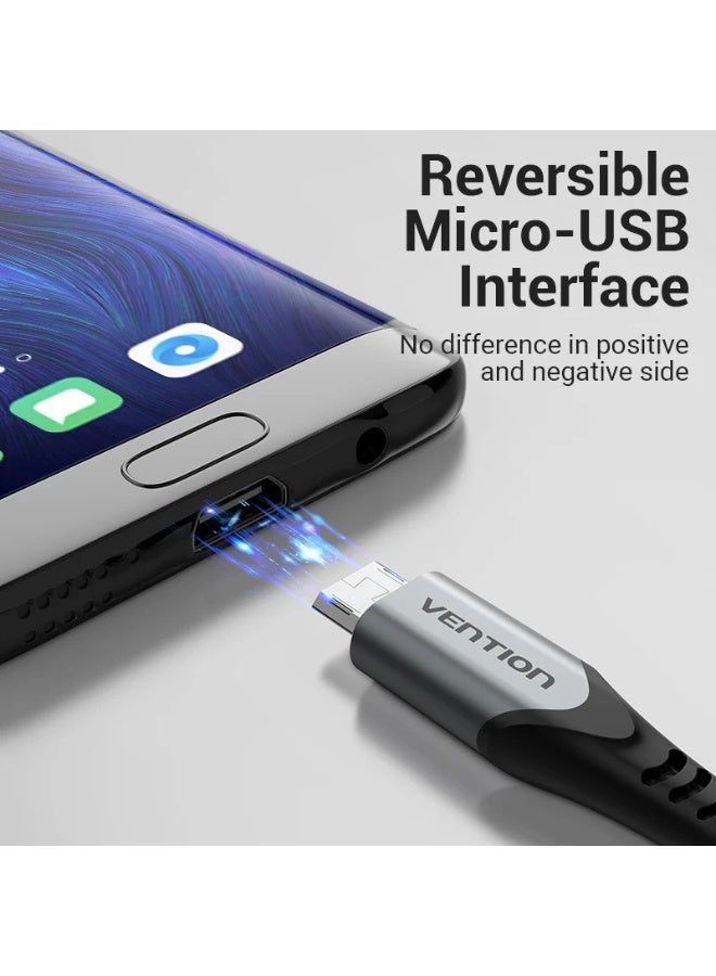 VENTION USB 2.0 A Male to Micro-B Male Cable  Gray Aluminum Alloy Type（Reversible Design) - Image 2