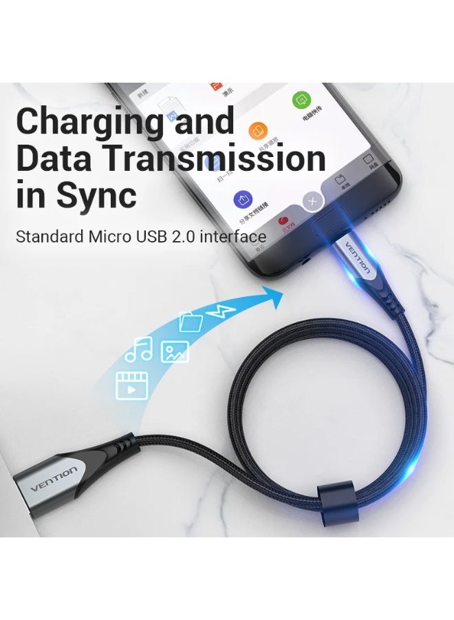 VENTION USB 2.0 A Male to Micro-B Male Cable  Gray Aluminum Alloy Type（Reversible Design) - Image 3