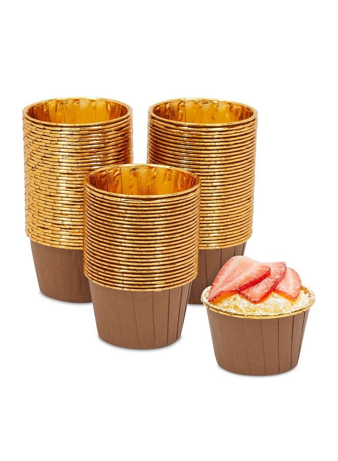 Deera Gold Color Inner Finish Expandable Muffin Cup Cake Paper Mould Multi Colour- Medium, Pack of 100 - Image 1