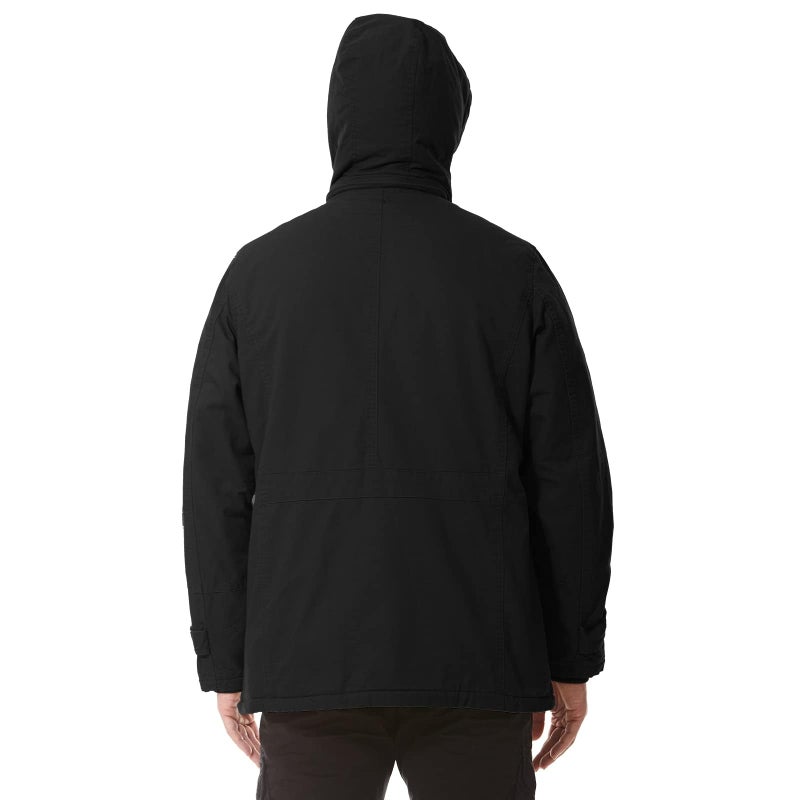 Dr.Cyril Mens Jacket Winter Casual Fleece Lined Cotton Thick Military Tactical Hooded Work Coats with Cargo Pocketsï¼Œ Black S - Image 3