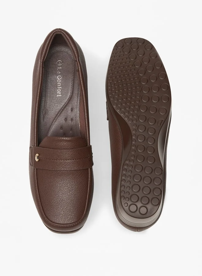 Le Confort Women's Textured Slip-On Loafers with Wedge Heels