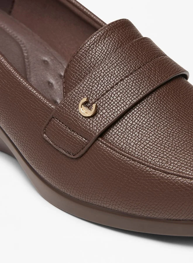 Le Confort Women's Textured Slip-On Loafers with Wedge Heels