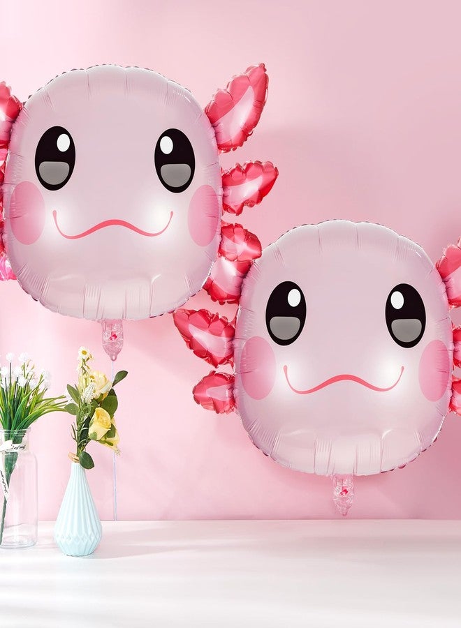 PullCrease 12 Pcs 34 Inch Axolotl Balloon Axolotl Birthday Party Decorations Aluminum Foil Inflatable Summer Supplies for Beach Themed Favor (Pink) - Image 4