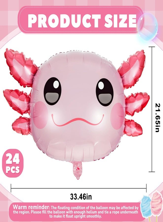 PullCrease 12 Pcs 34 Inch Axolotl Balloon Axolotl Birthday Party Decorations Aluminum Foil Inflatable Summer Supplies for Beach Themed Favor (Pink) - Image 2
