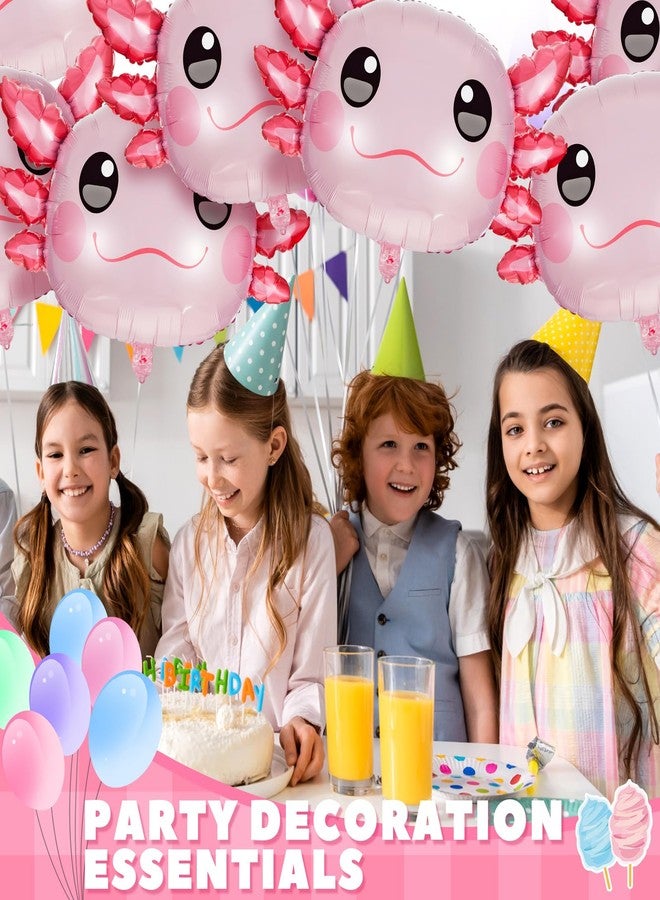 PullCrease 12 Pcs 34 Inch Axolotl Balloon Axolotl Birthday Party Decorations Aluminum Foil Inflatable Summer Supplies for Beach Themed Favor (Pink) - Image 3