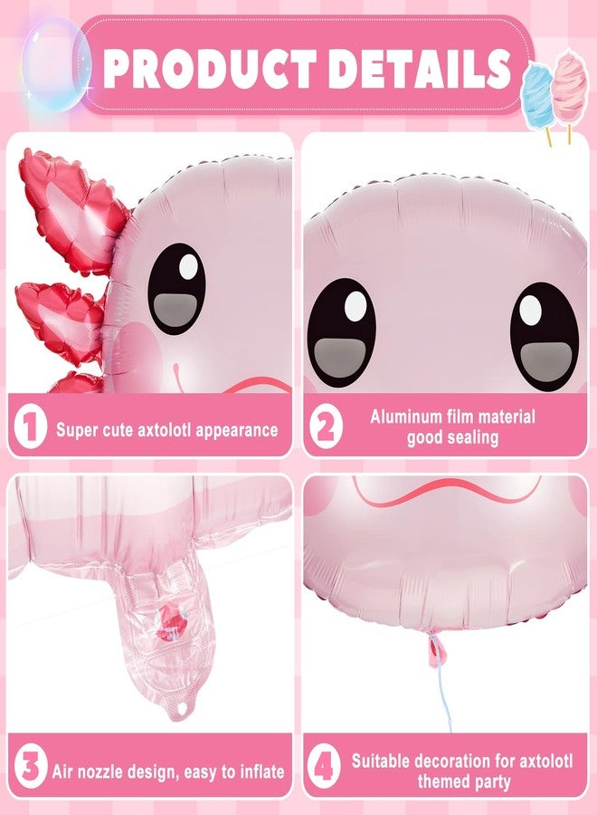 PullCrease 12 Pcs 34 Inch Axolotl Balloon Axolotl Birthday Party Decorations Aluminum Foil Inflatable Summer Supplies for Beach Themed Favor (Pink) - Image 5