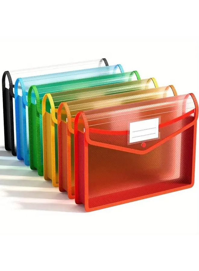 6 Colors Expanding Plastic File Folders Snap Closure Large Capacity Organizer - Image 1