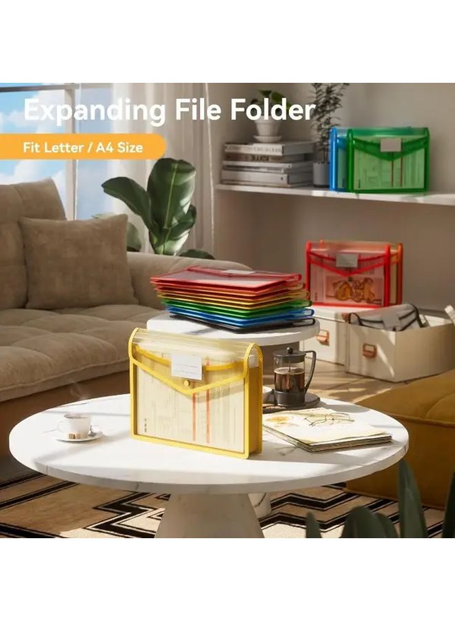 6 Colors Expanding Plastic File Folders Snap Closure Large Capacity Organizer - Image 3