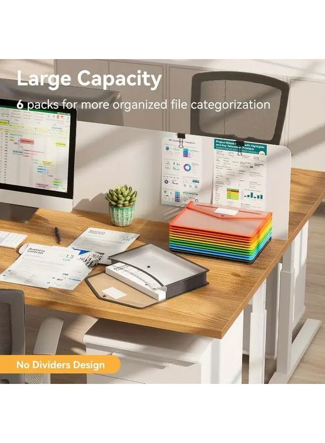 6 Colors Expanding Plastic File Folders Snap Closure Large Capacity Organizer - Image 4