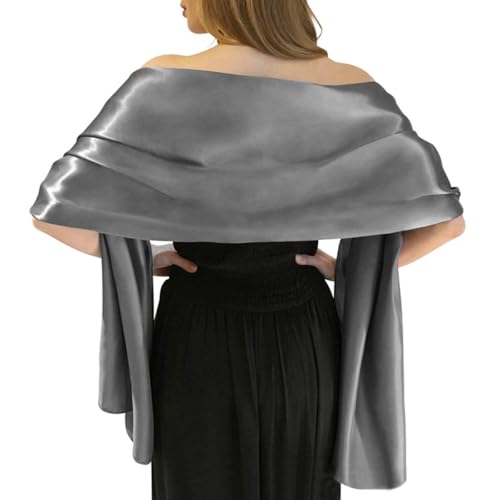MLMW Gray Shawls and Wraps for Women Evening Dresses Satin Formal Shawl Wraps Dressy Extra Long for Wedding Party Bridesmaid Bridal Shower Baby Shower Birthday - Image 2