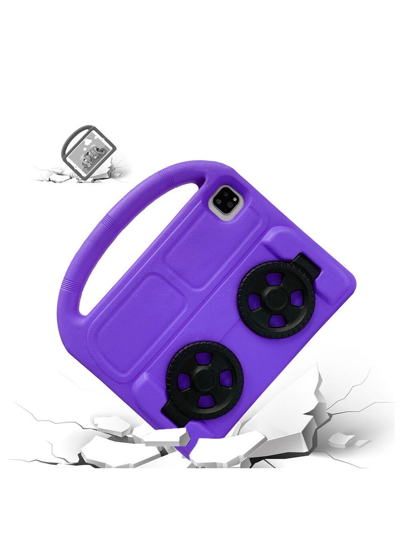KASTWAVE Ipad Air 9.7 Shockproof EVA Foam Case Cover With Wheel Stand For Apple iPad 9.7 inch (6th Gen / 5th Gen) iPad Air 2/ iPad 5/6 Purple - Image 4