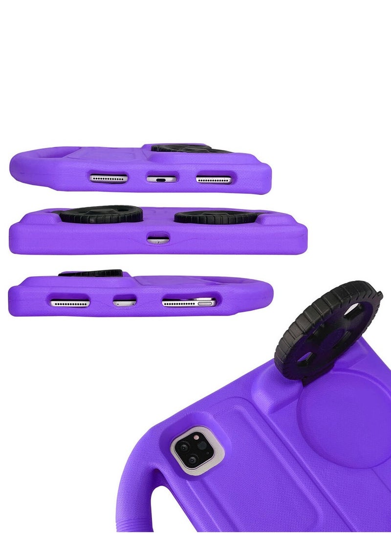KASTWAVE Ipad Air 9.7 Shockproof EVA Foam Case Cover With Wheel Stand For Apple iPad 9.7 inch (6th Gen / 5th Gen) iPad Air 2/ iPad 5/6 Purple - Image 3
