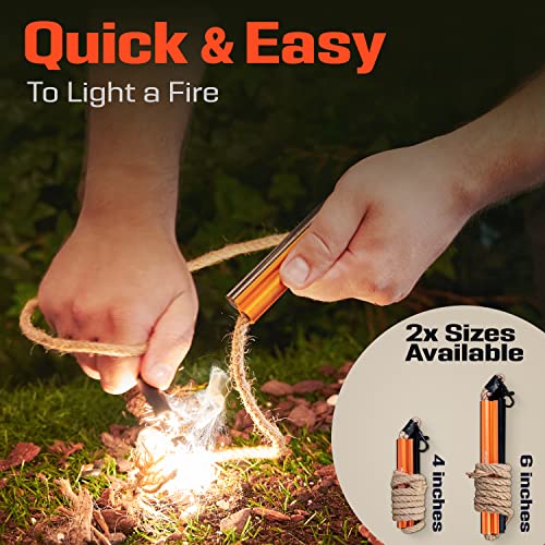 PREPARED4X Fire Starter Survival Tool - All-in-One Patented Flint and Steel Kit - Ferro Rod Fire Starter with 36" Waterproof Tinder Wick Rope and Steel Fire Striker | Prepared4X - Image 2
