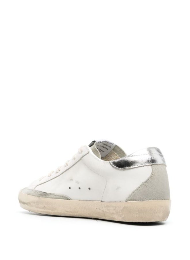 Golden Goose Super-Star Women's Trainers with Gold Glitter Star and Ice-Gray Suede - Image 3