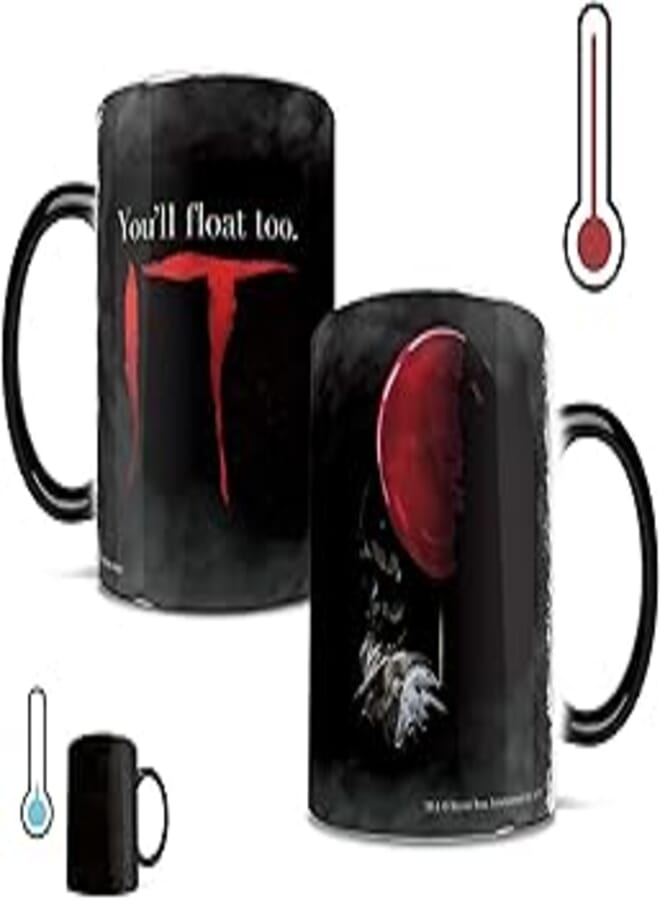 IT The Movie - Pennywise the Dancing Clown - You'll Float Too - One 11 oz Morphing Mugs Color Changing Heat Sensitive Ceramic Mug – Image Revealed When HOT Liquid Is Added!