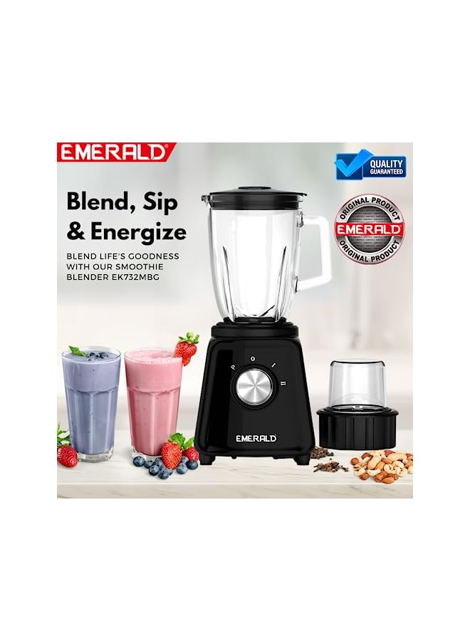 Emerald Masterblender Duo 1.5 Litre Glass Blender & 250 Gms Dry Grinder, 800 Watts, Ek732Mbg. - Image 5