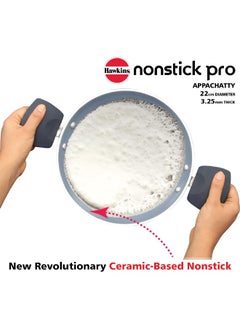 Hawkins HAWKINS Nonstick Pro 0.9 Litre Appachatty, Mini Kadhai, Appachatti, Appachetty, Appam Pot Maker, Deep Fry Pan with Glass Lid, Granite Kadai  - Image 2